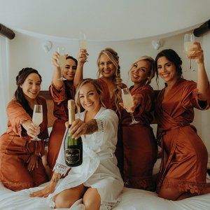 Lace robe in  Rust Terracotta,  Bridesmaid proposal gift,  Wedding day of gift